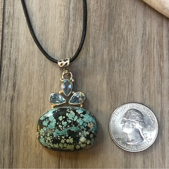 Turquoise & Aquamarine Sterling Pendant - Picture 5 of 5